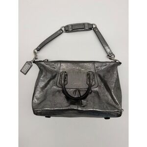 Coach Ashley Metallic Silver Perforated Leather Satchel F17130